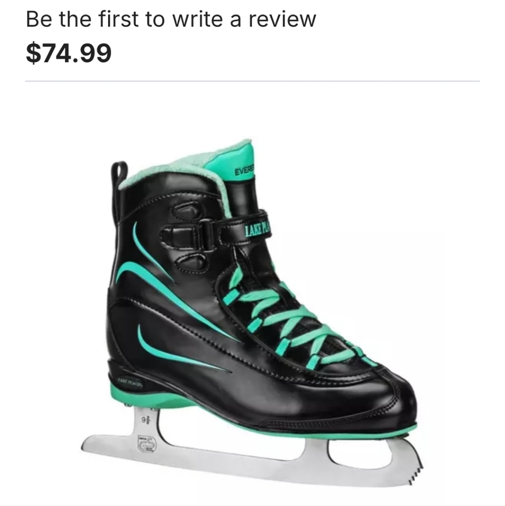 Everest Black and Teal Ice Skates